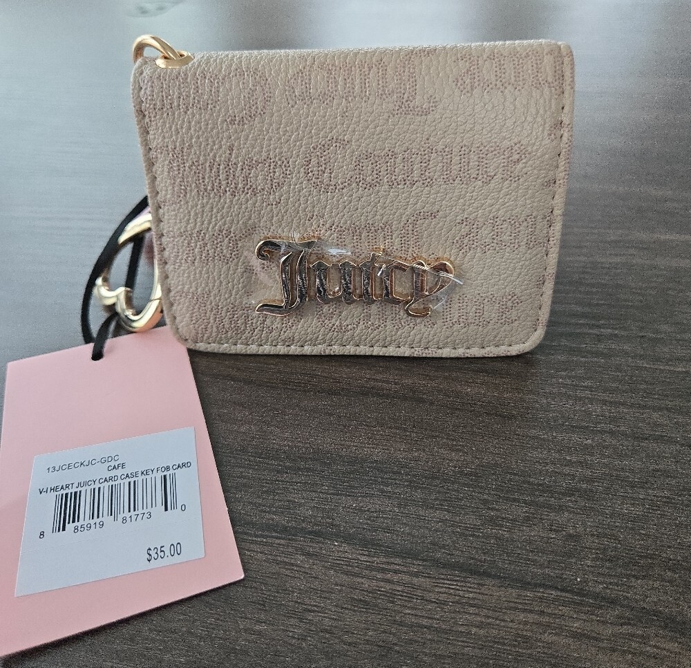 Juicy Couture Café Card Case Key Fob • Gold Logo - Picture 5 of 11